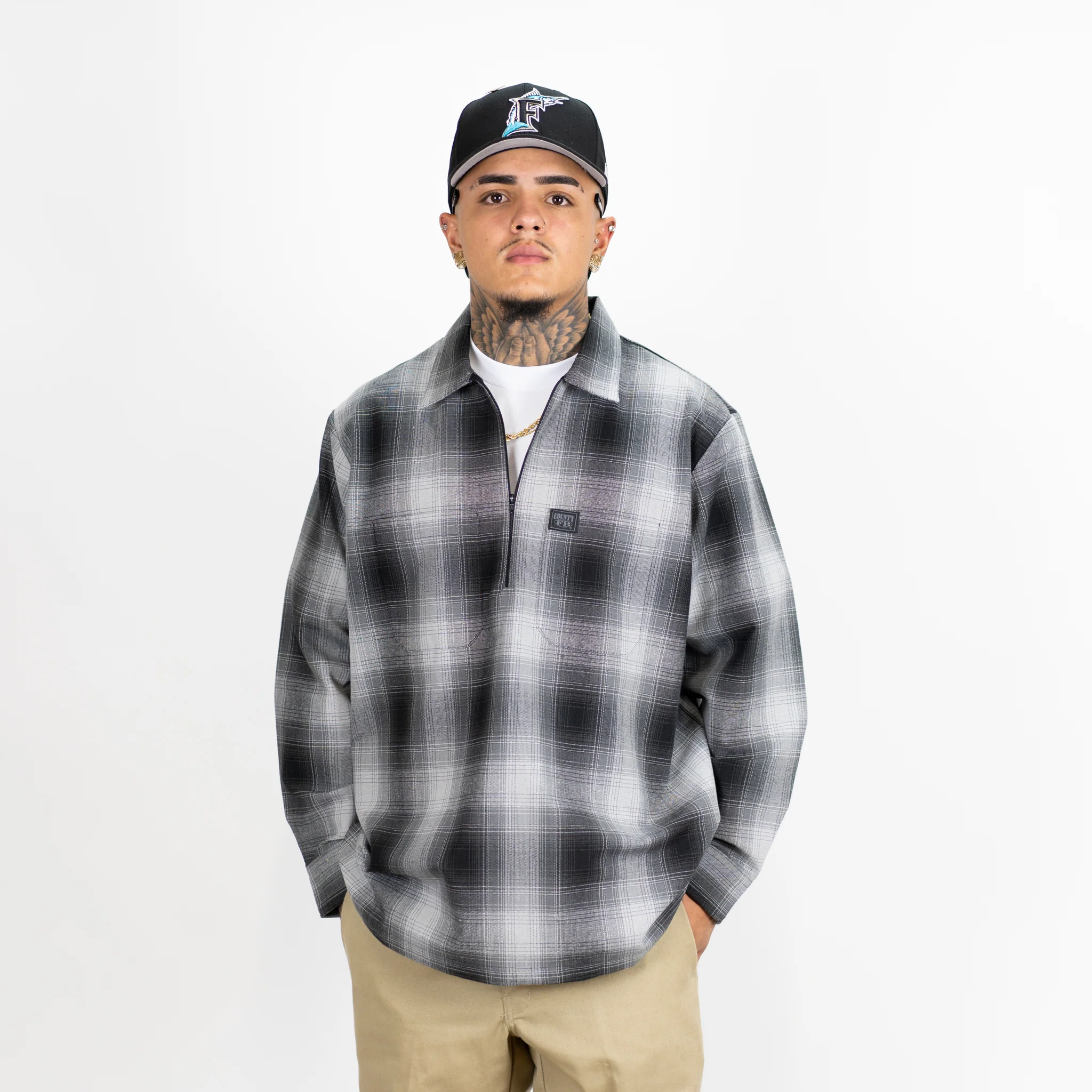 FB County Long Sleeve Checker Zip Shirt - Image 4