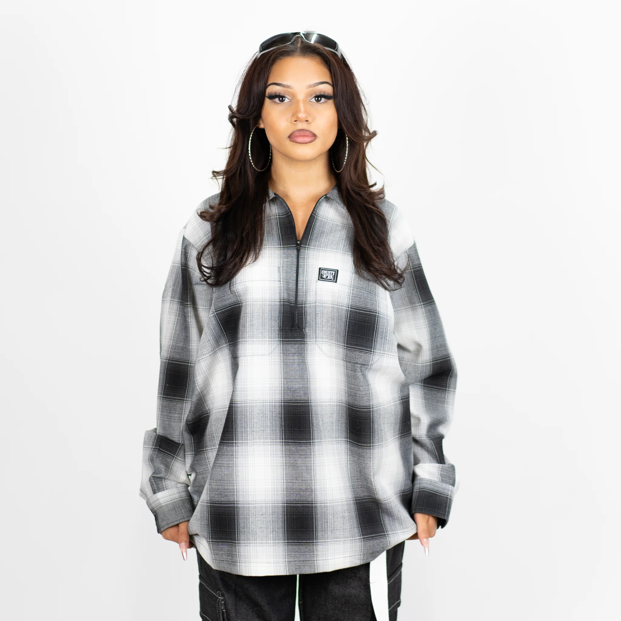 FB County Long Sleeve Checker Zip Shirt - Image 15