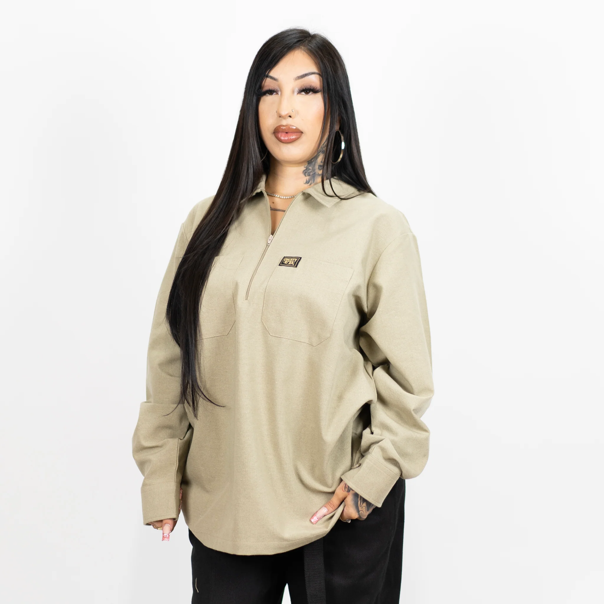 FB County Long Sleeve Checker Zip Shirt - Image 3