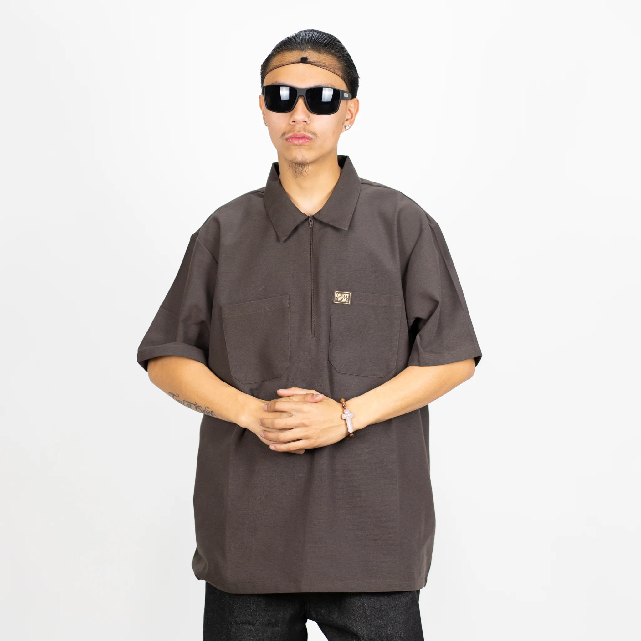 FB County Short Sleeve Checker Zip Shirt - Image 3